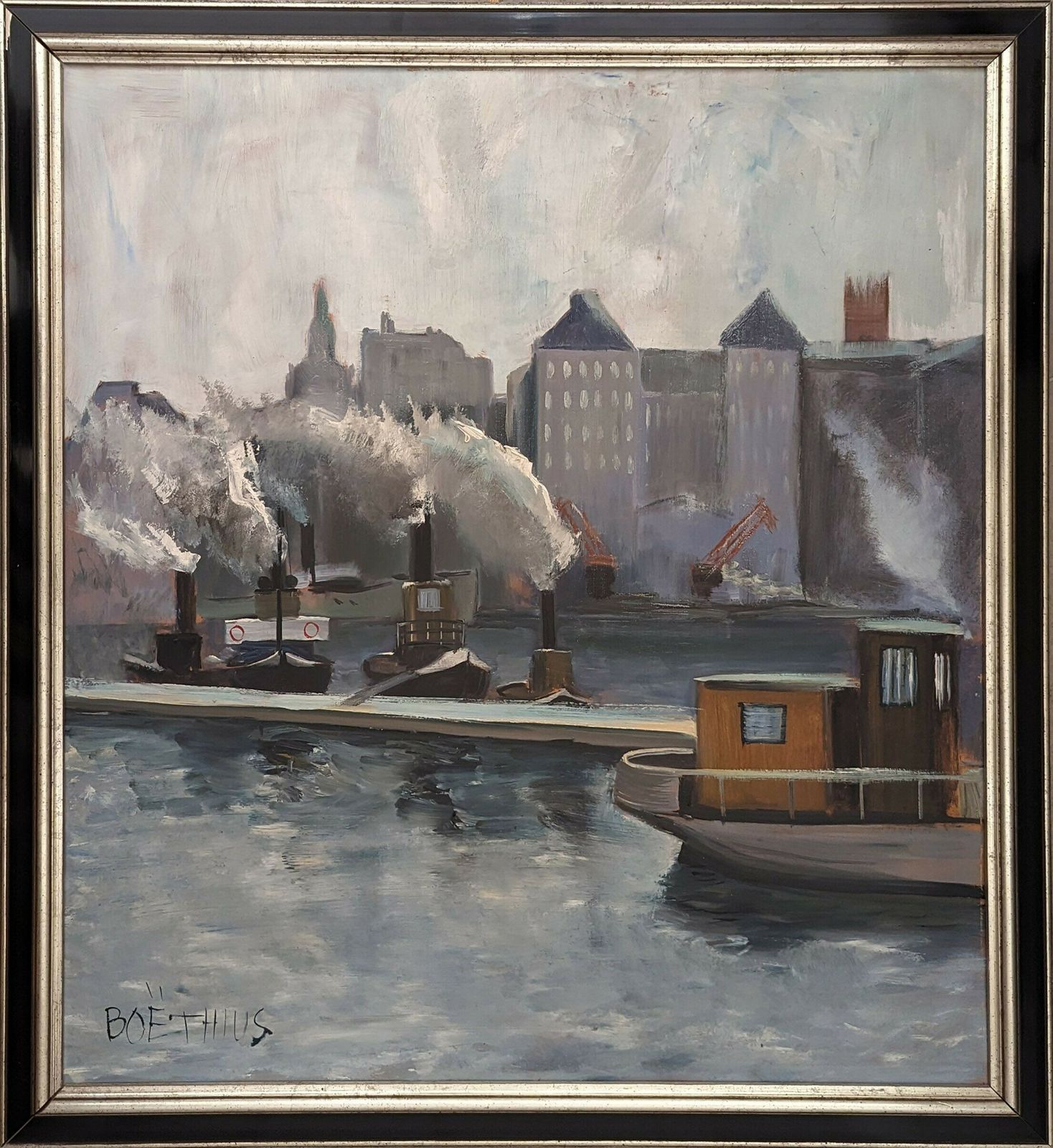 Lars Boëthius (1903–1968) Tug Boats Raising Steam, 1945