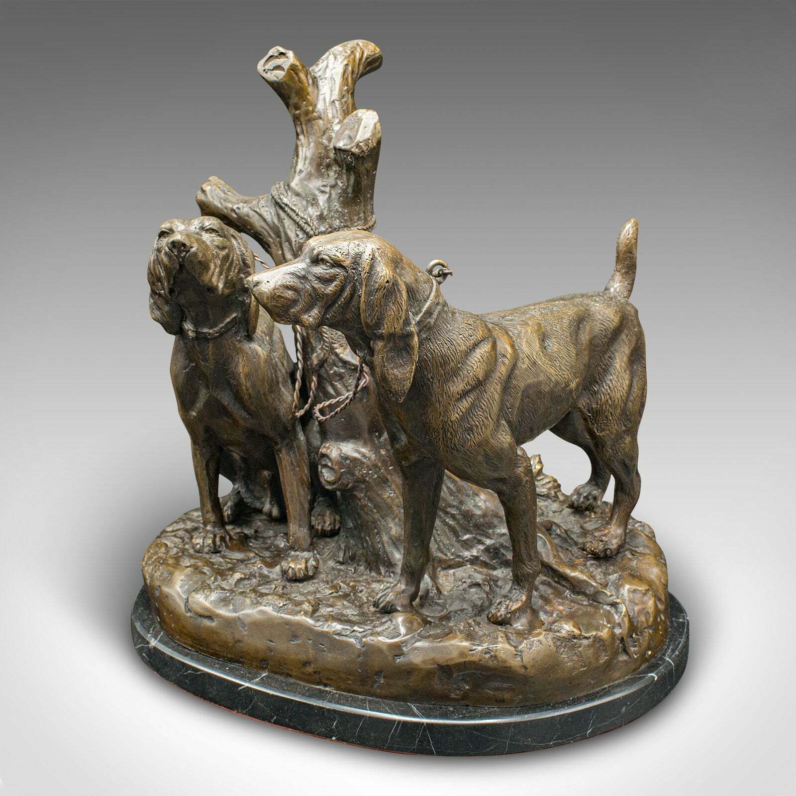 Vintage Bloodhound Ornament, American, Bronze, Marble, Dog Sculpture, Circa 1950 photo for sale