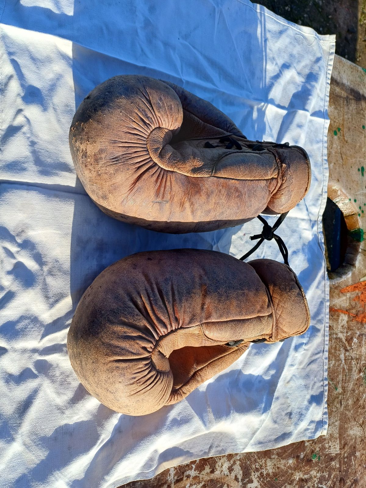 Pair Of Old Leather Boxing Gloves photo 188.0