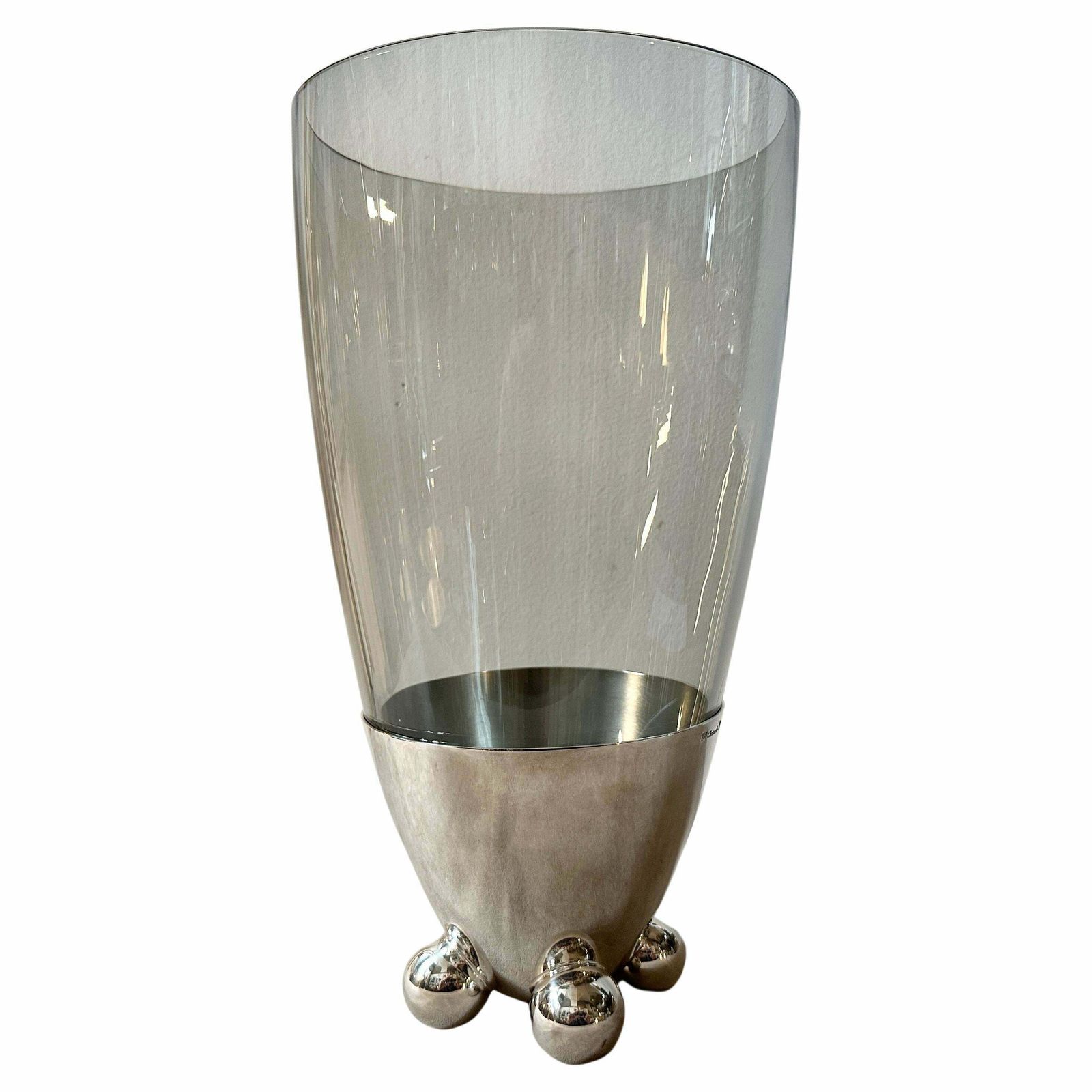 1990s Space Age Silver Plated Atomes Vase By Richard Hutten For Christofle