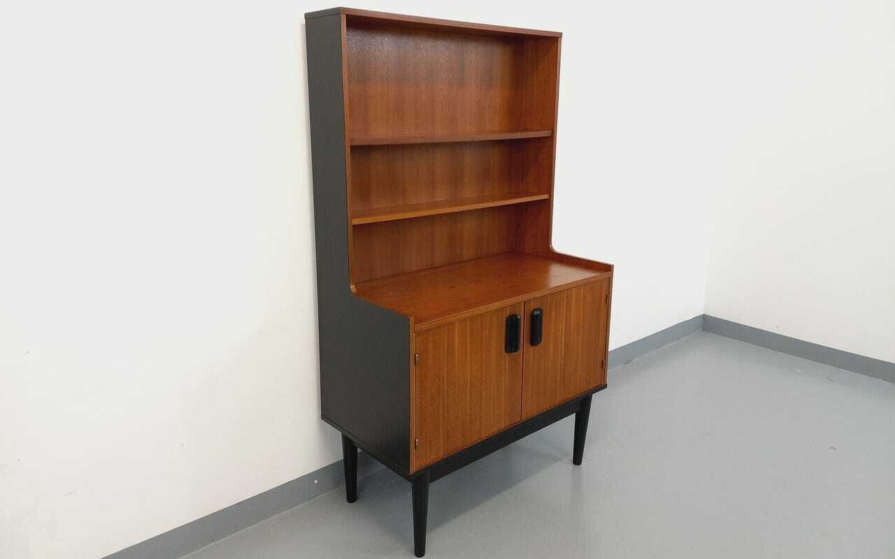 Bibliothèque scandinave en teck et bois laqué noir