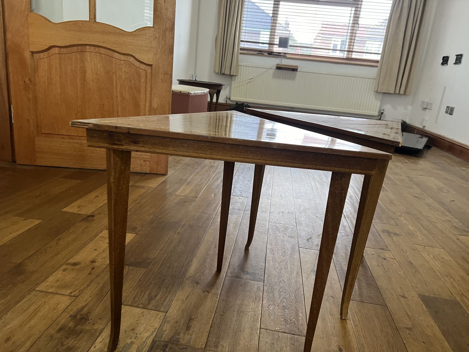 Set Italian Inlay Marquetry Pair Of 2 Side Tables Walnut photo for sale