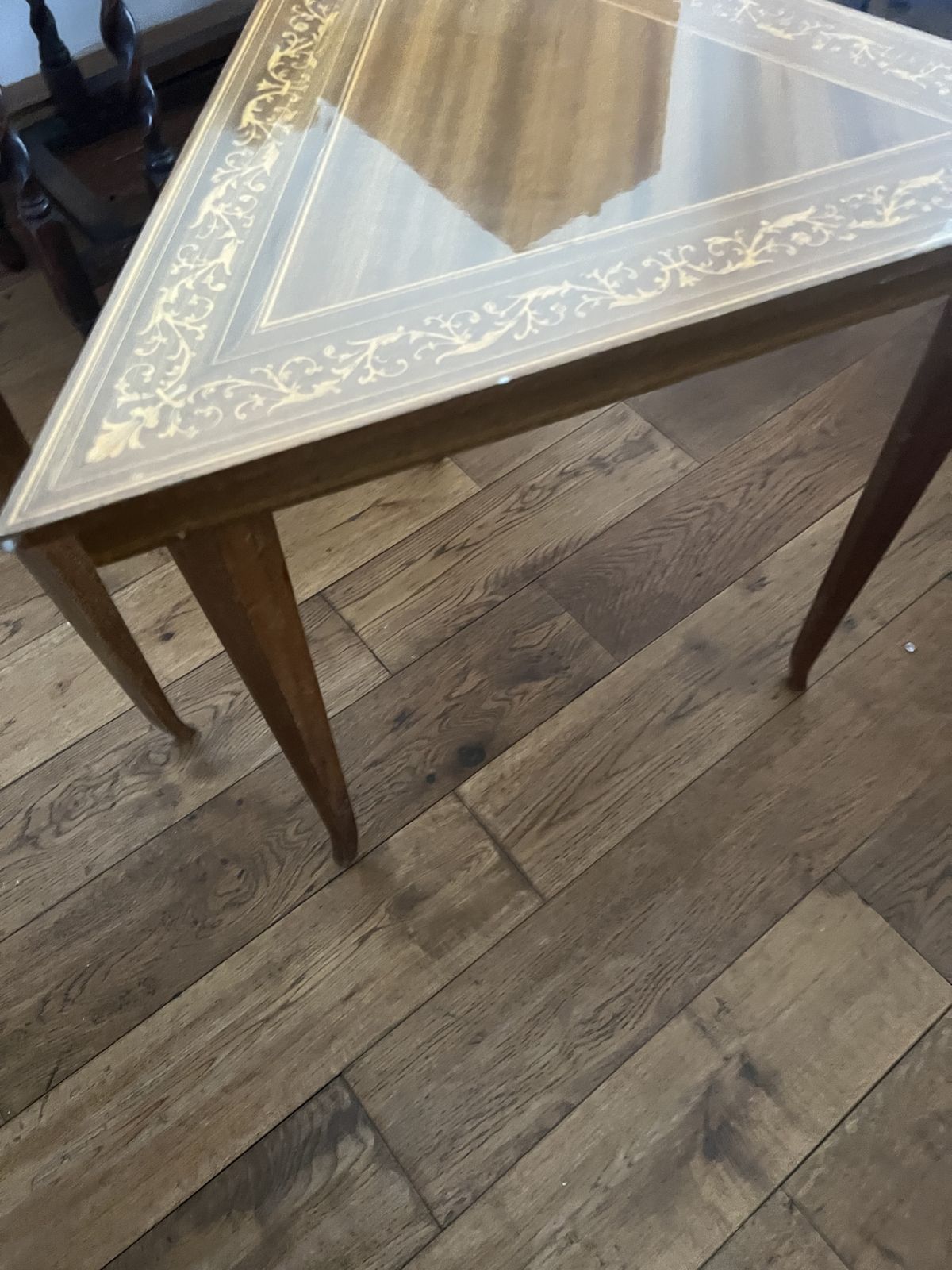Set Italian Inlay Marquetry Pair Of 2 Side Tables Walnut photo vinterior