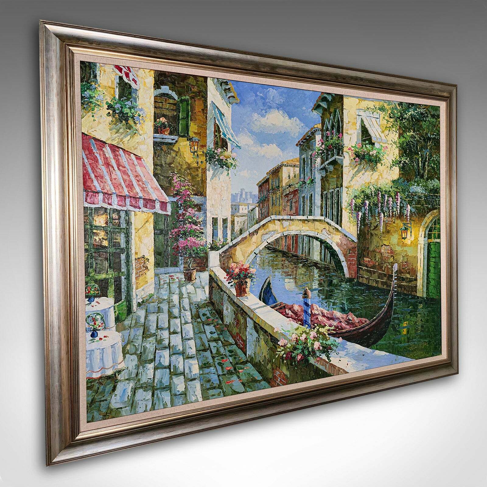 Large Vintage Oil On Canvas, Venice, Passage To San Marco, Painting, Framed Art