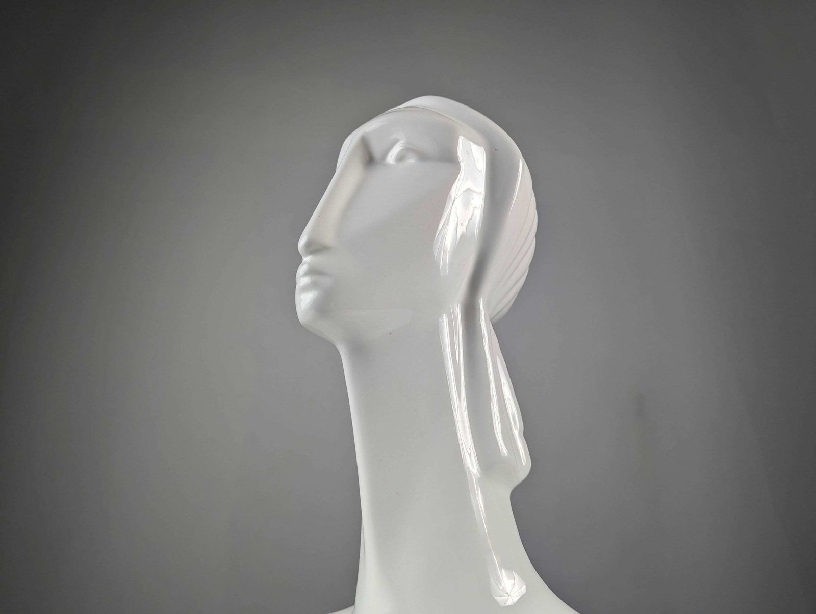 Ceramic Bust Sculpture Of A Woman In Art Deco Style photo for sale