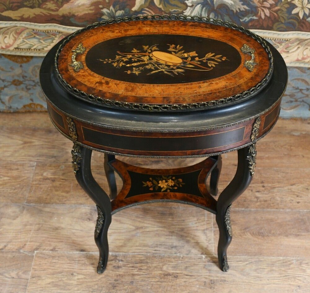 Antique French Planter Side Table Aboyna Inlay Jardiniere photo for sale