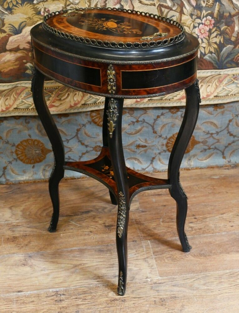 Antique French Planter Side Table Aboyna Inlay Jardiniere photo 1250.0