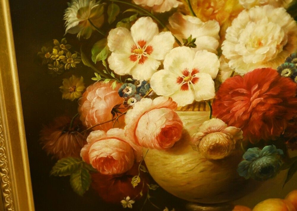 Dutch Floral Still Life Oil Painting Signed Art photo furniture