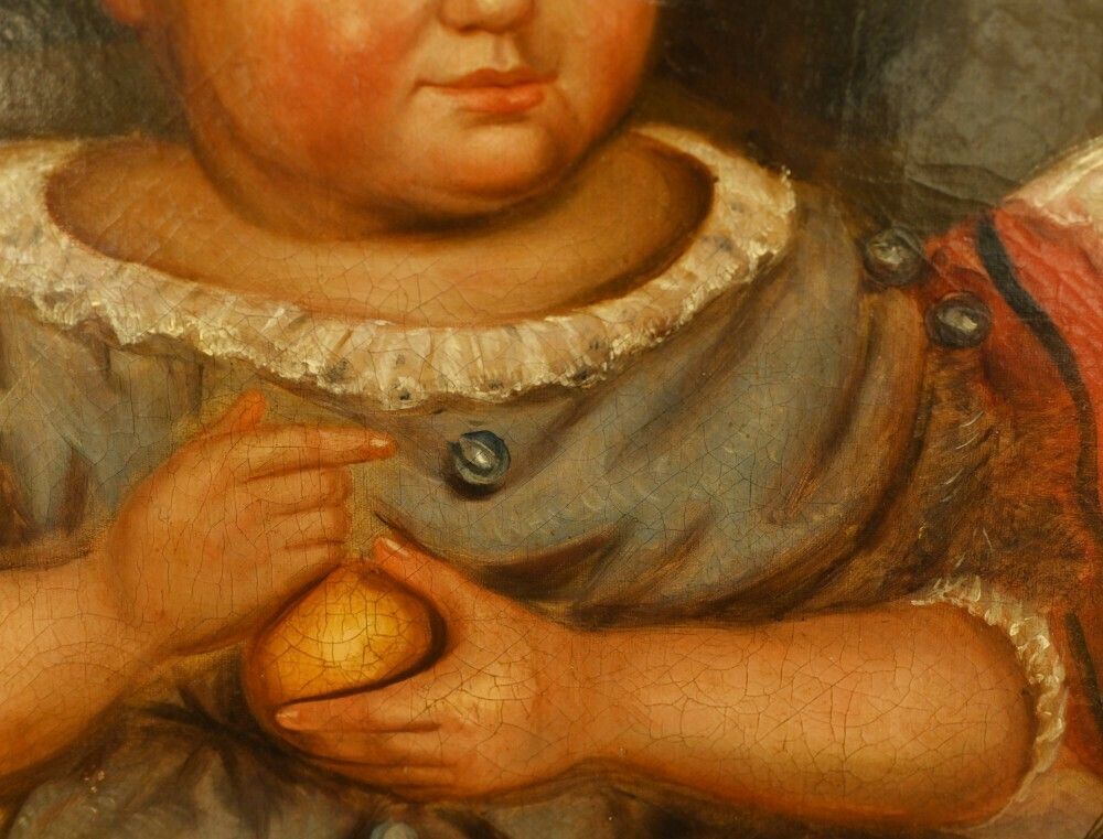 American Primitive Oil Painting Child Portrait 1840 Folk Art photo 1400.0