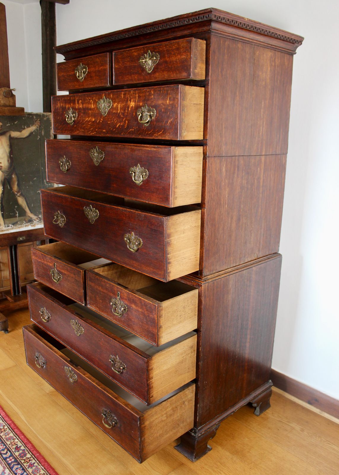 photo for sale George III Oak Chest On Chest Set Of Drawers