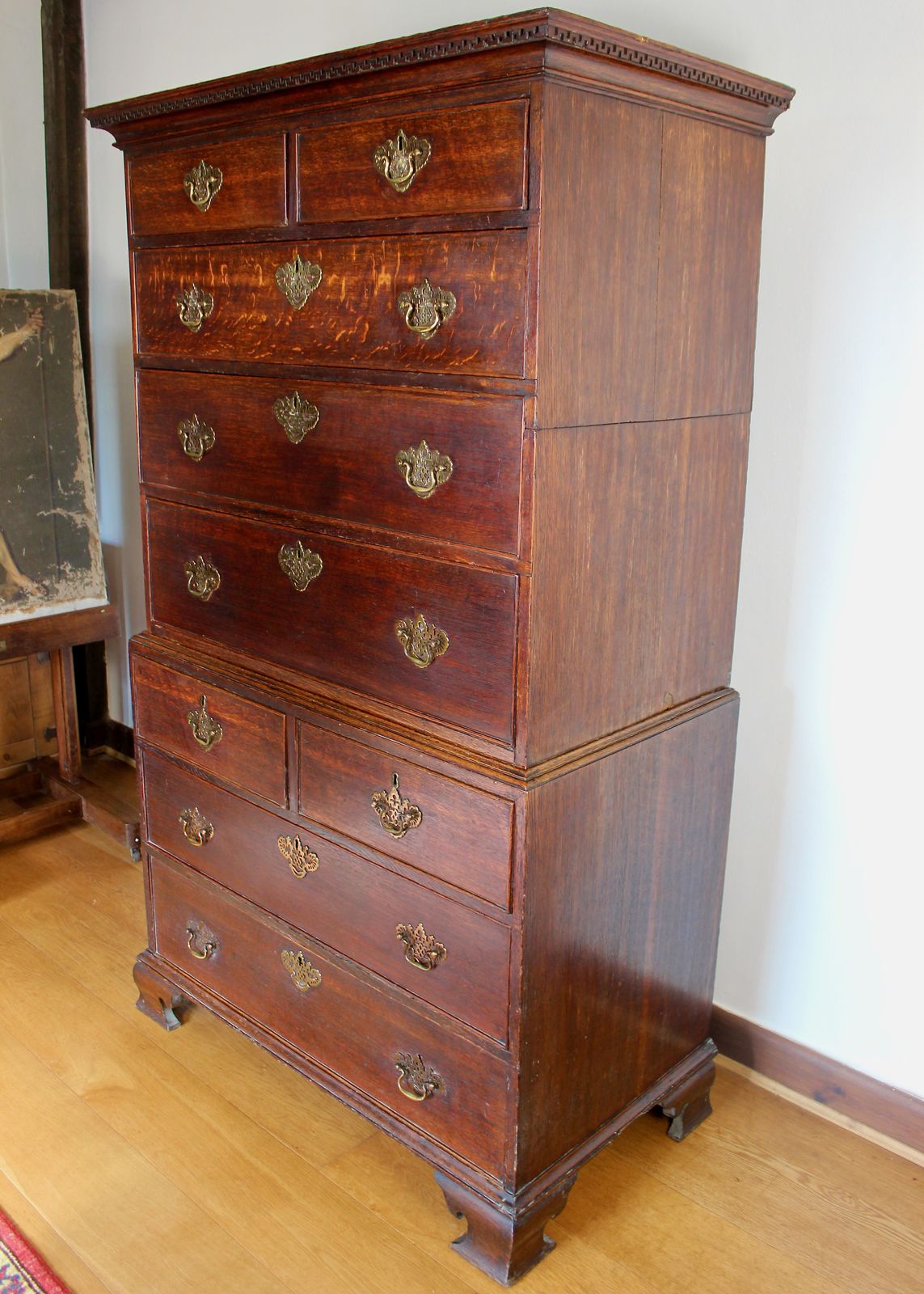 George III Oak Chest On Chest Set Of Drawers photo vintage