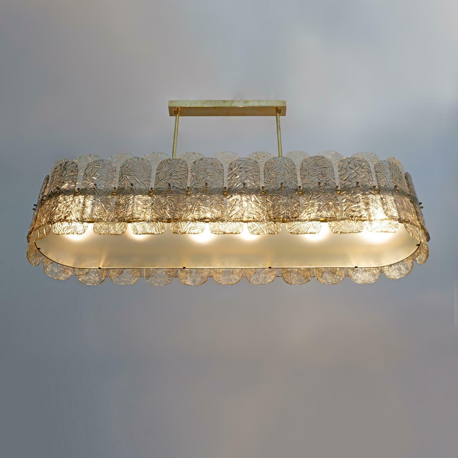 Mid Century Modern Stiyle Italian Brass And Murano Glass Chandelier photo 7405.0