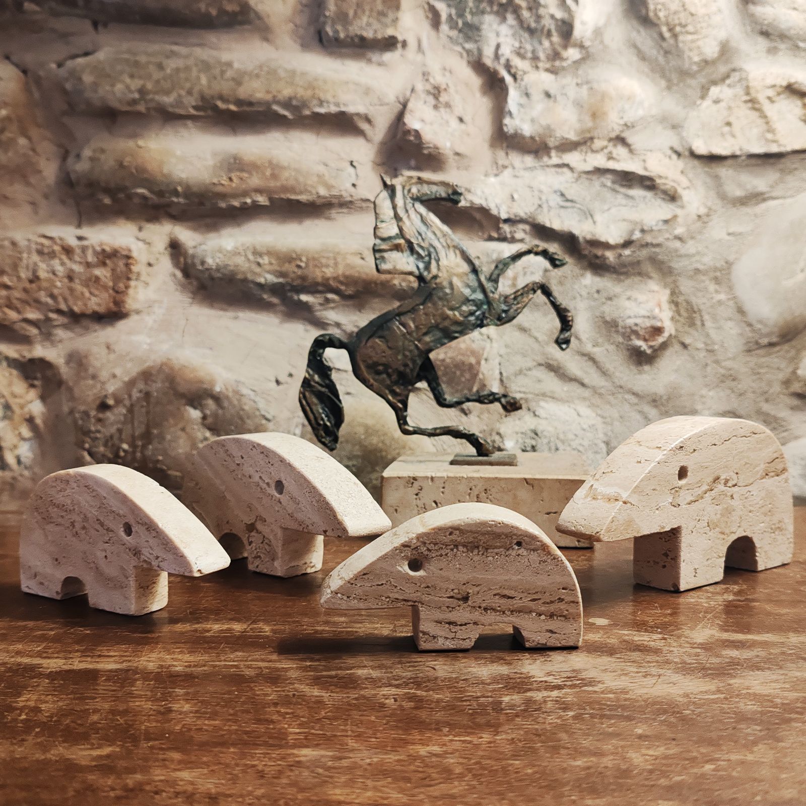 Big Travertine Anteater Sculptures By Enzo Mari For F.Lli Mannelli   Set Of 4 1970s photo for sale