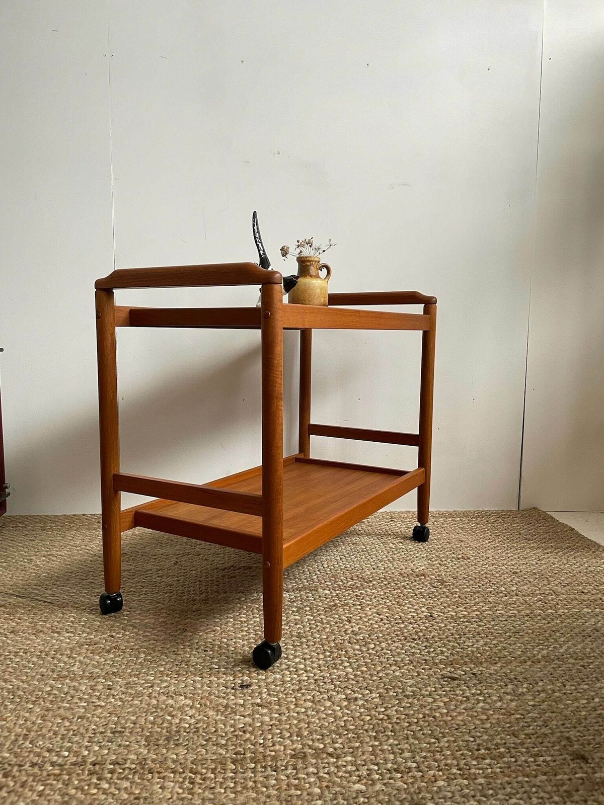 Stunning 1960/70s Teak Hostess Trolley Danish Modern Era With Wheels photo Furniture