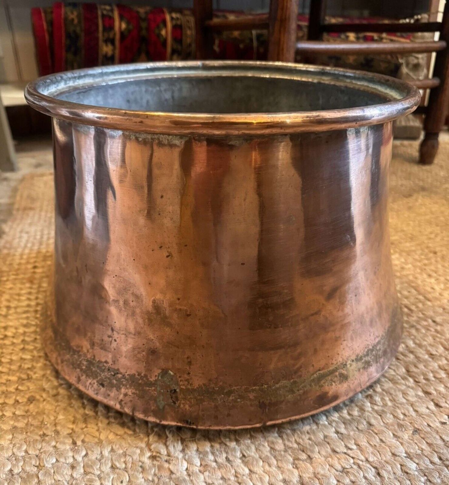 Antique Copper Cauldron/ Jardiniere 19th Century photo for sale