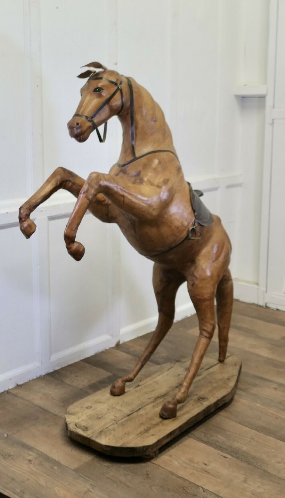 Life Size Arts And Crafts Leather Model Of A Horse photo furniture