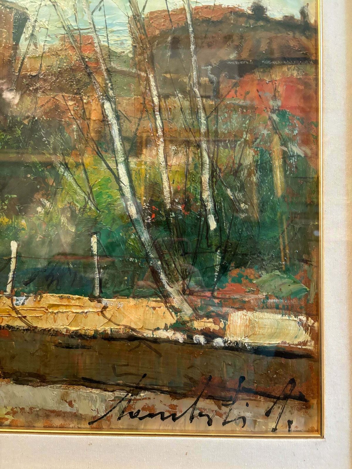 photo furniture Oil Painting On Canvas Of Landscape By Lamberto Lamberti From The 1970s