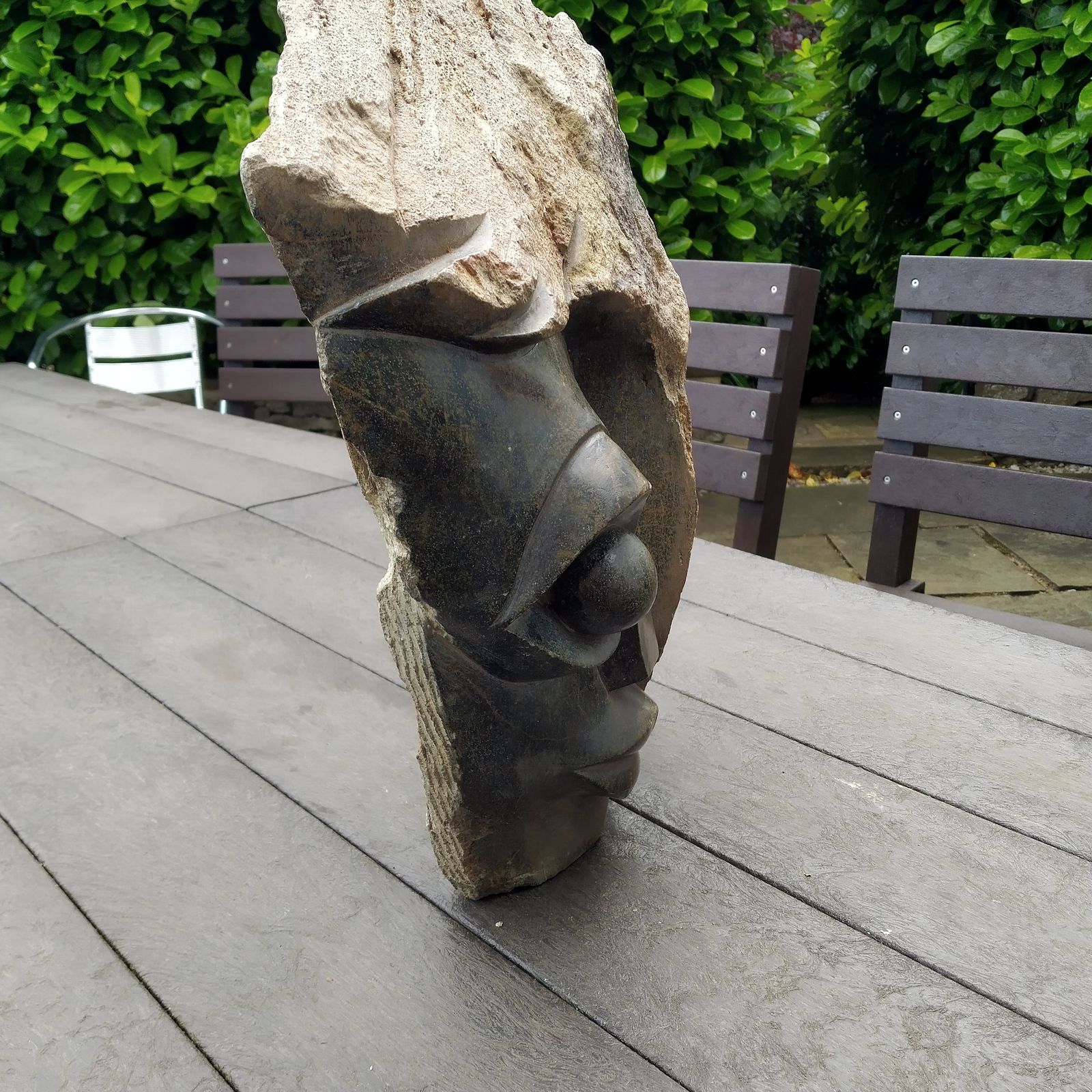 A Large And Striking Signed Shona Sculpture By Kuda Kapuya (Zimb.) In Springstone photo Art