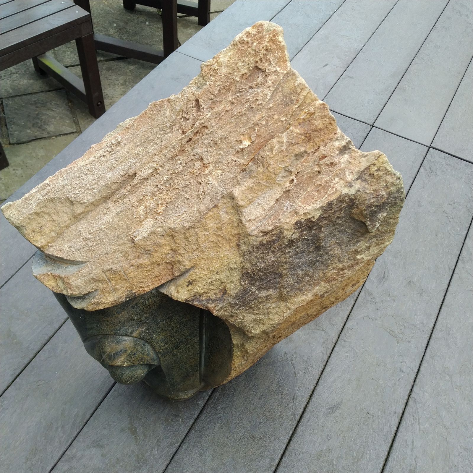 A Large And Striking Signed Shona Sculpture By Kuda Kapuya (Zimb.) In Springstone photo 675.0