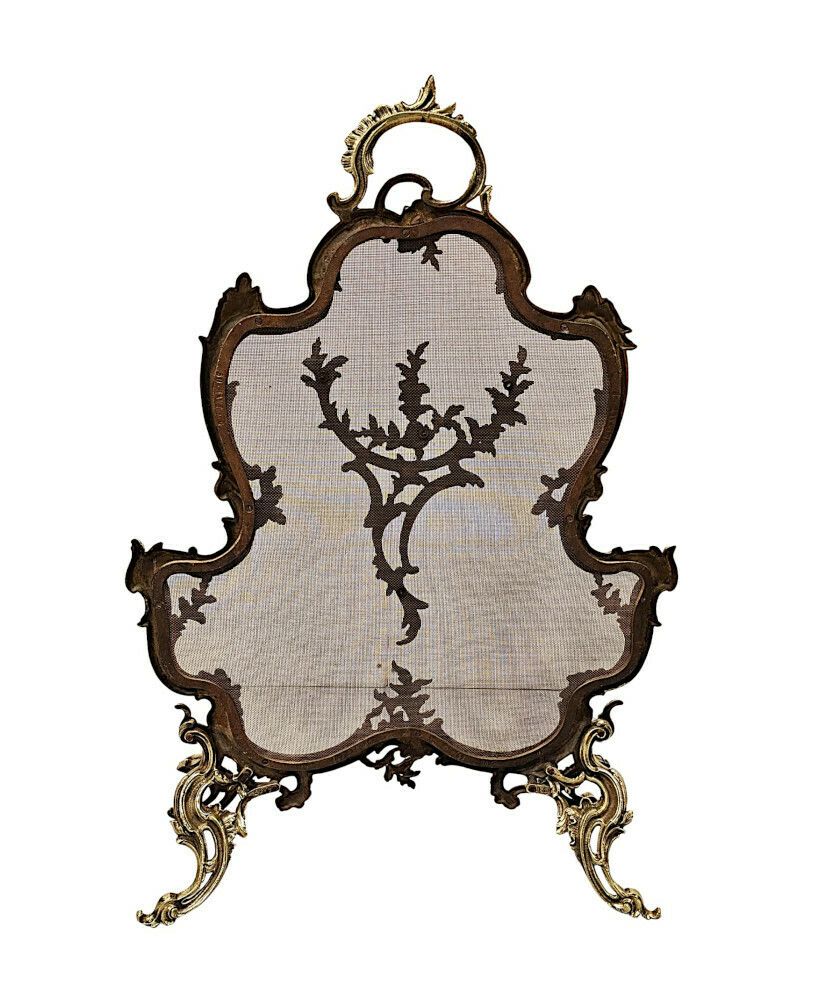 A Fabulous 19th Century Brass Fire Screen In The Rococo Manner photo furniture