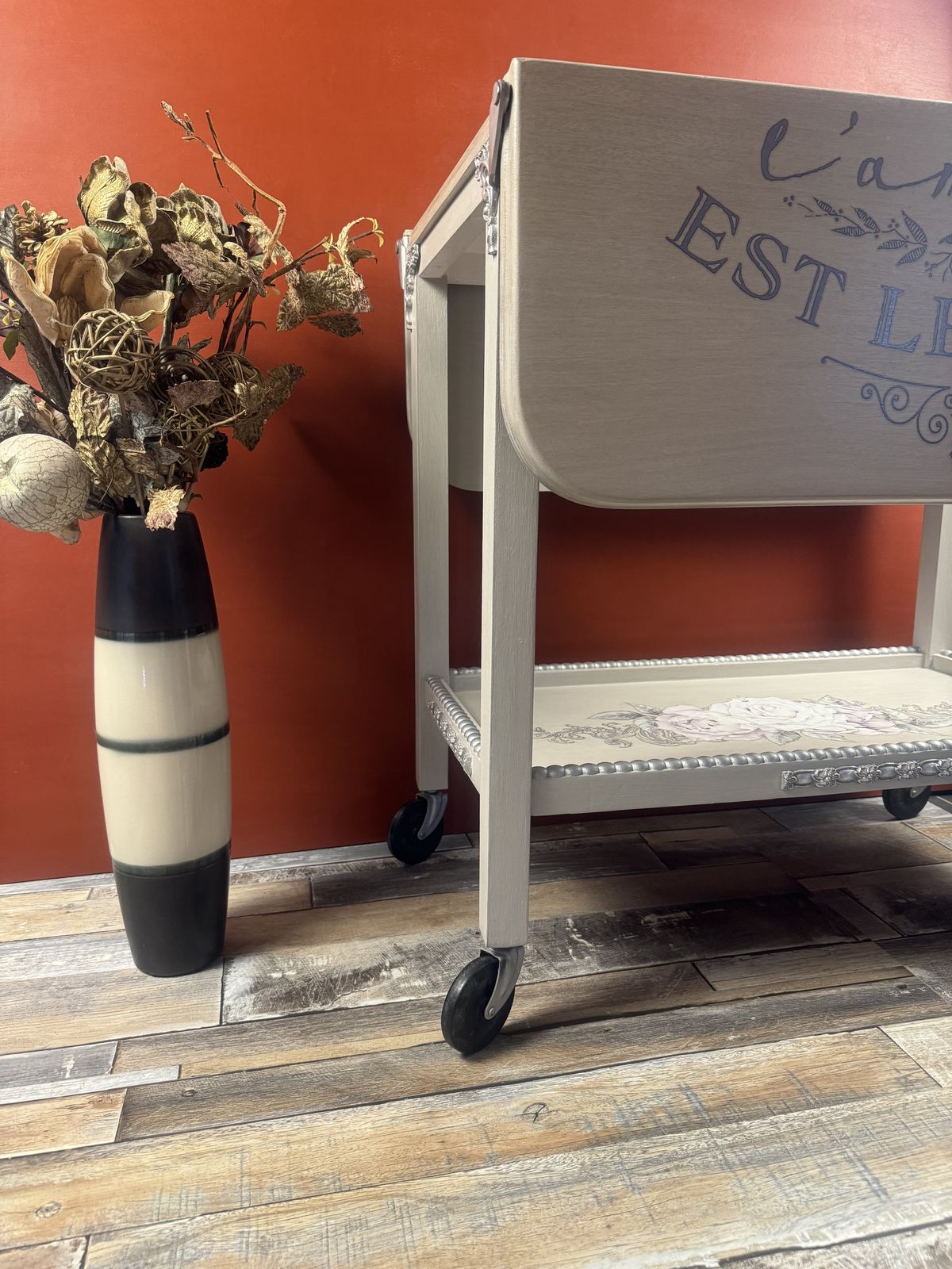 Mid Century Oak Trolley | Besway Manufacturing Company | Drop Down Sides | Artistically Renovated