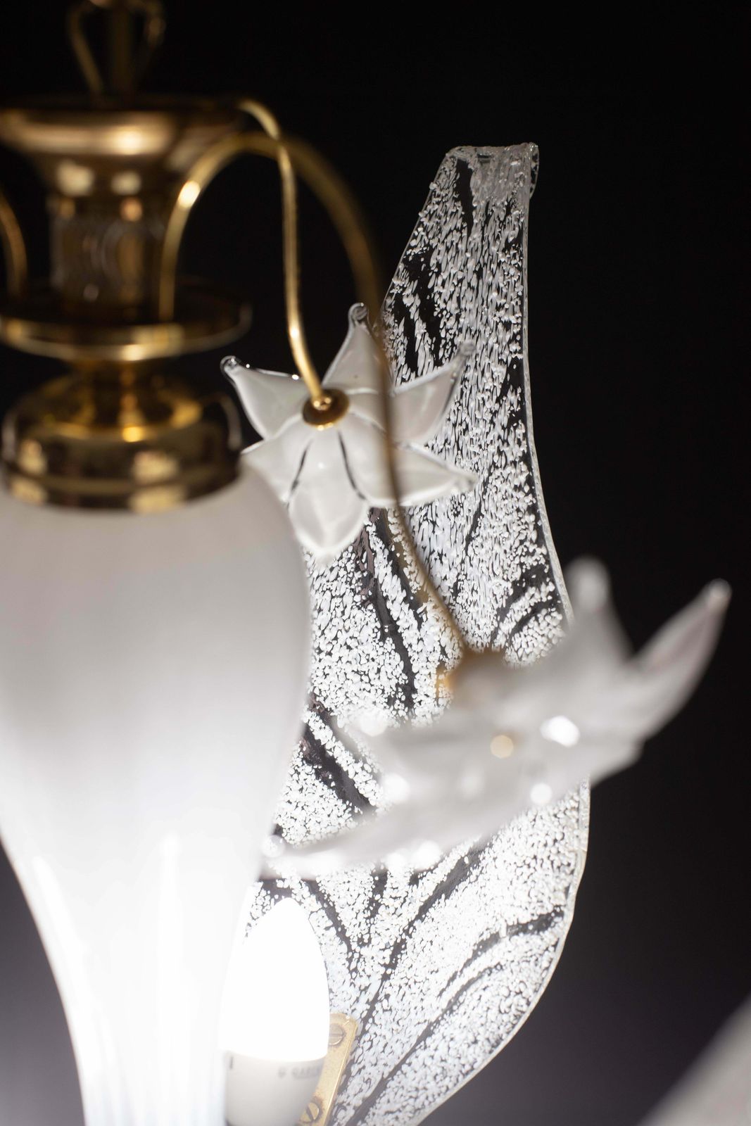 Elegant Murano Chandelier With White Flowers And Leaves, 1970 photo buy
