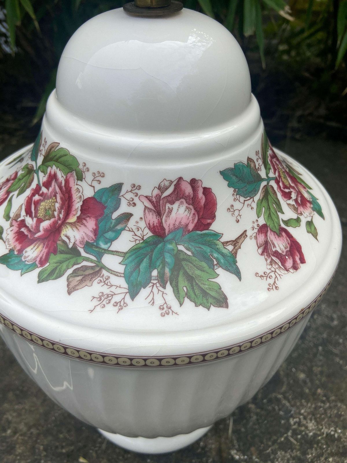 1920s Floral China Urn Style Lamp With Floral Transfers, Excellent Condition, Working Order, Large Size photo for sale