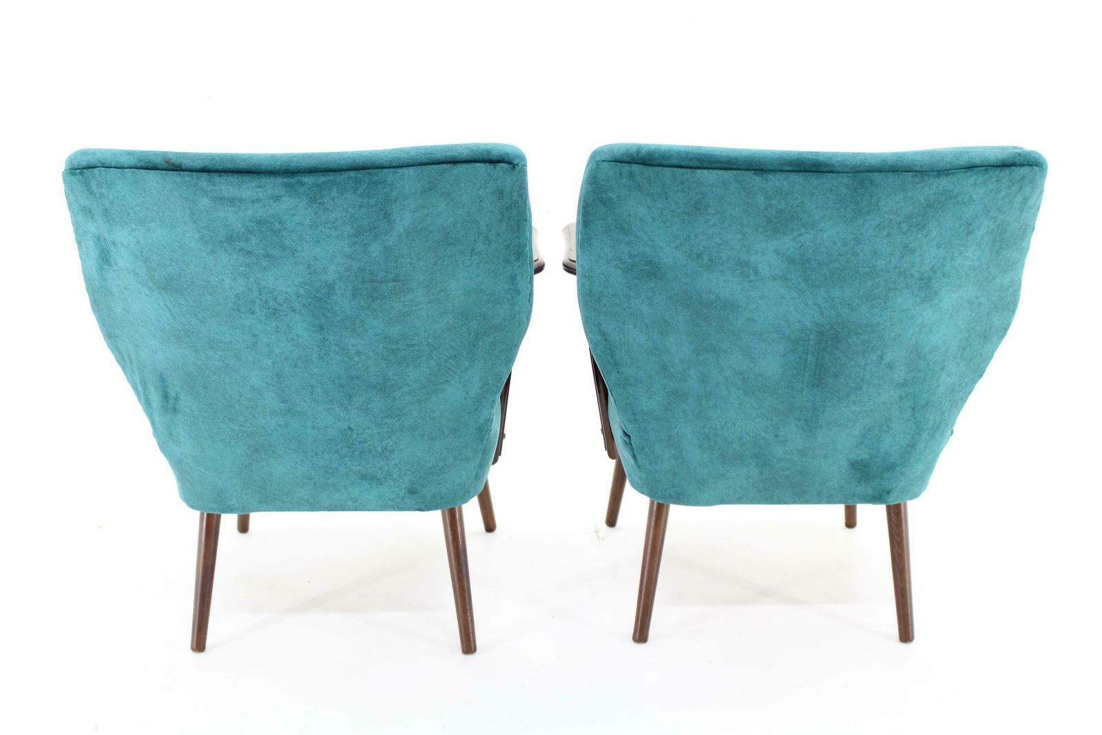 1970s Pair Of Refurbished Beech Armchairs In Velvet, Czechoslovakia photo vinterior