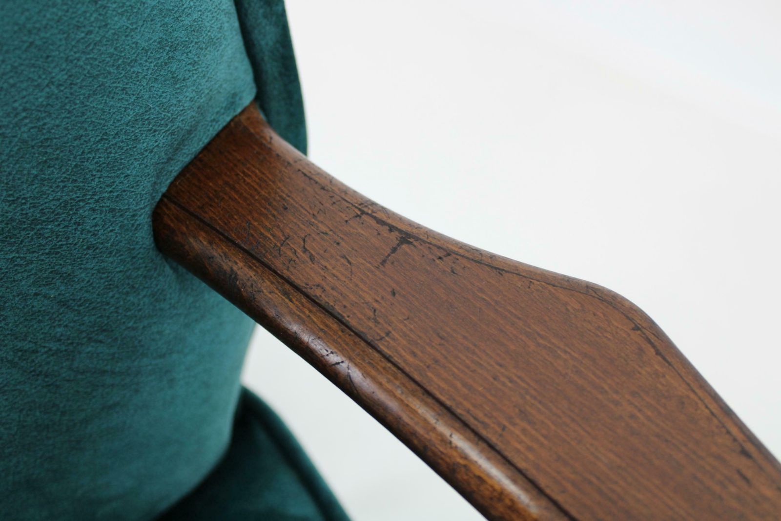 photo for sale 1970s Pair Of Refurbished Beech Armchairs In Velvet, Czechoslovakia