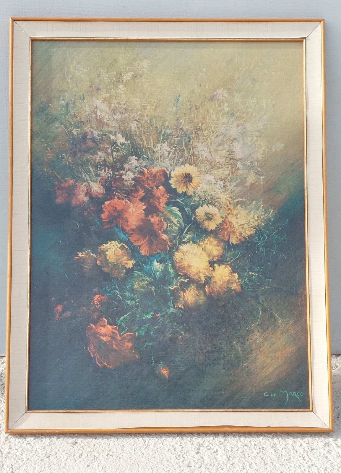 Print "Summer Bouquet" / Framed Print/ Summer Bouquet / By J De Marco / Mcm Print/ Wall Decor / Mcm Framed Print / Vintage Wall Decor / 80's photo 154.0