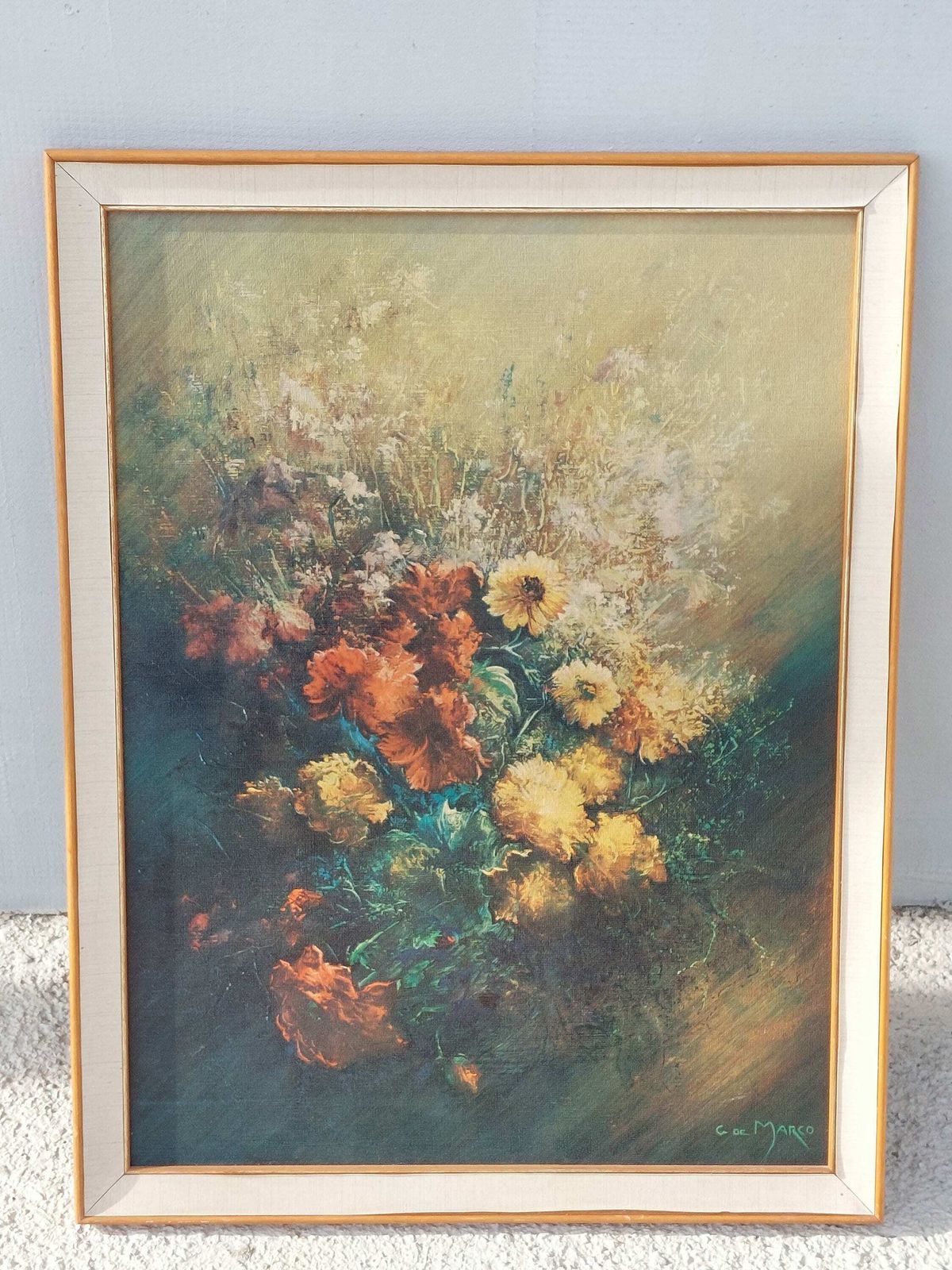 Print "Summer Bouquet" / Framed Print/ Summer Bouquet / By J De Marco / Mcm Print/ Wall Decor / Mcm Framed Print / Vintage Wall Decor / 80's photo buy