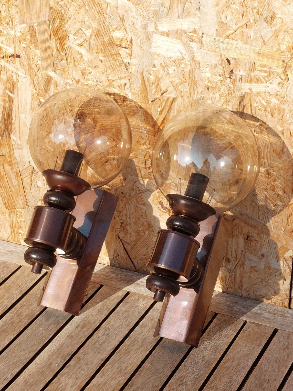 Vintage Wall Lamps / Pair / Mcm Wall Lamps /Retro Wall Lamps / Retro Home / Mcm Home / Smoked Glass And Cooper Wall Lamps / Germany / 80's photo Lighting