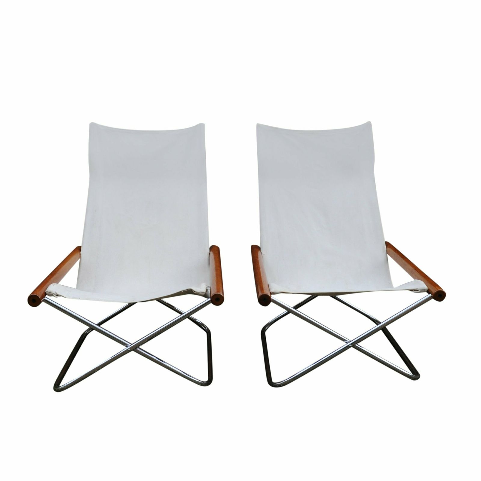 White Canvas Ny Chairs By Takeshi Nii, Japan, 1950s, Set Of 2 photo furniture