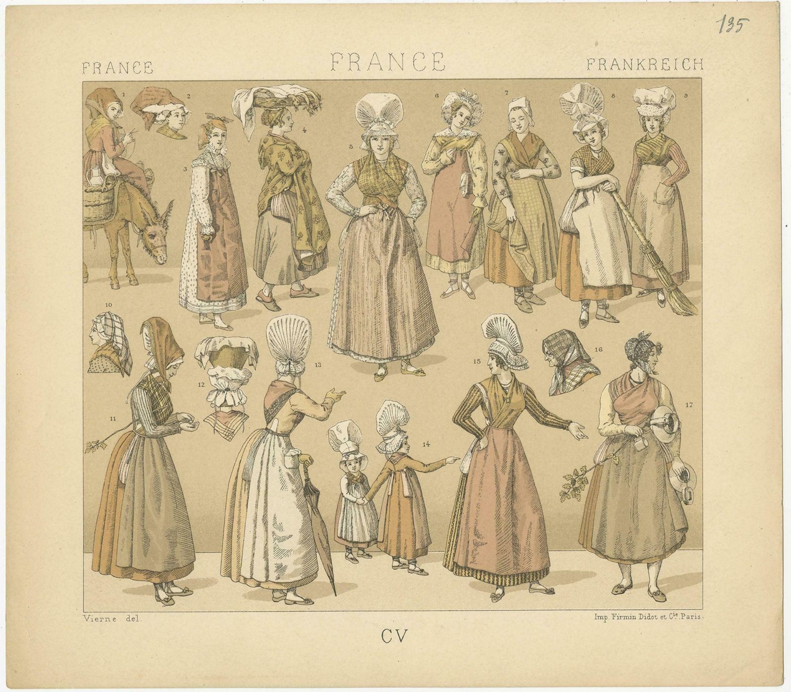 Pl. 135 Antique Print Of French Women's Outfits By Racinet, 'Circa 1880' photo Art