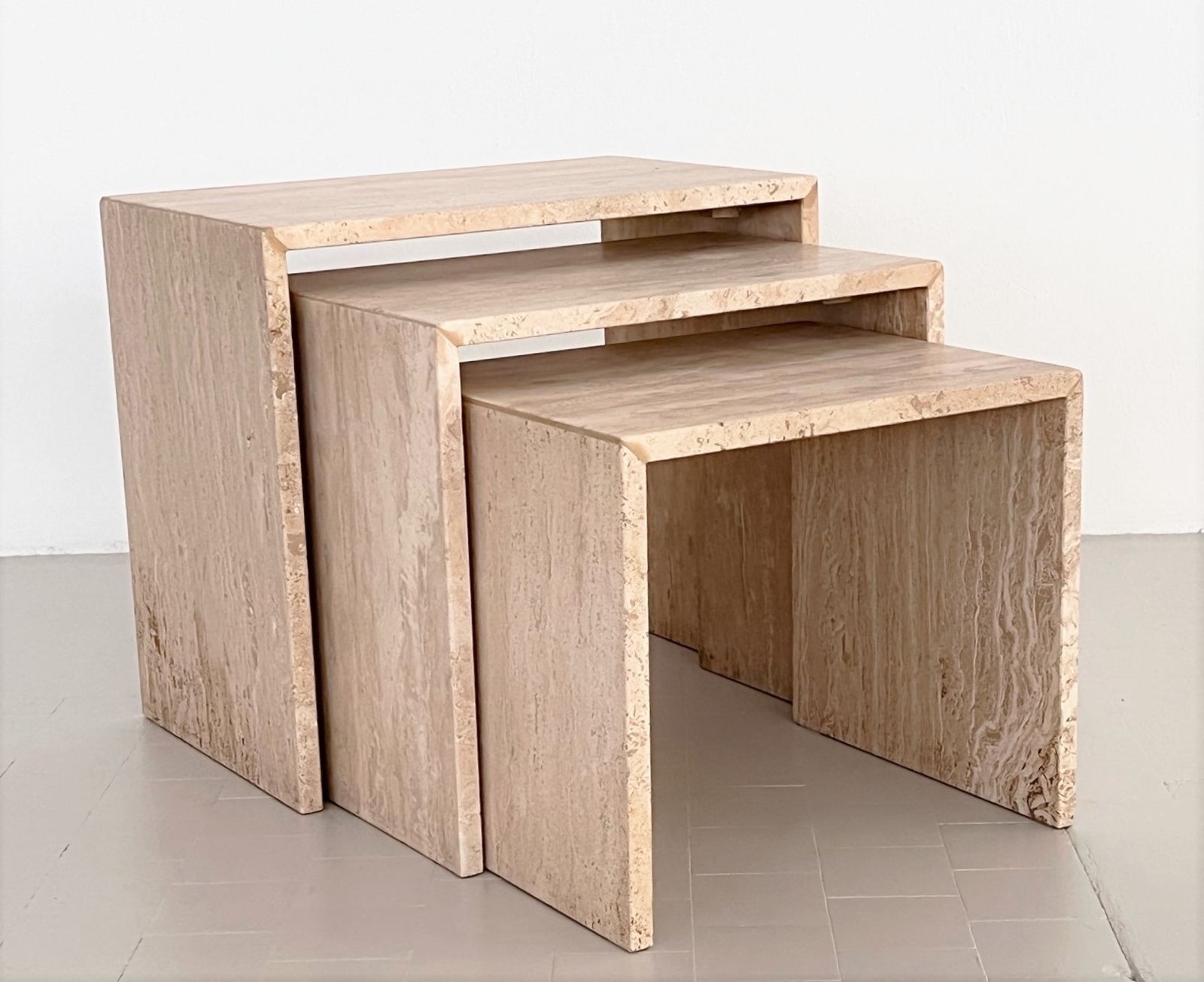 Italian Midcentury Travertine Nesting Coffee Tables From The 1970s, Set Of Three photo furniture