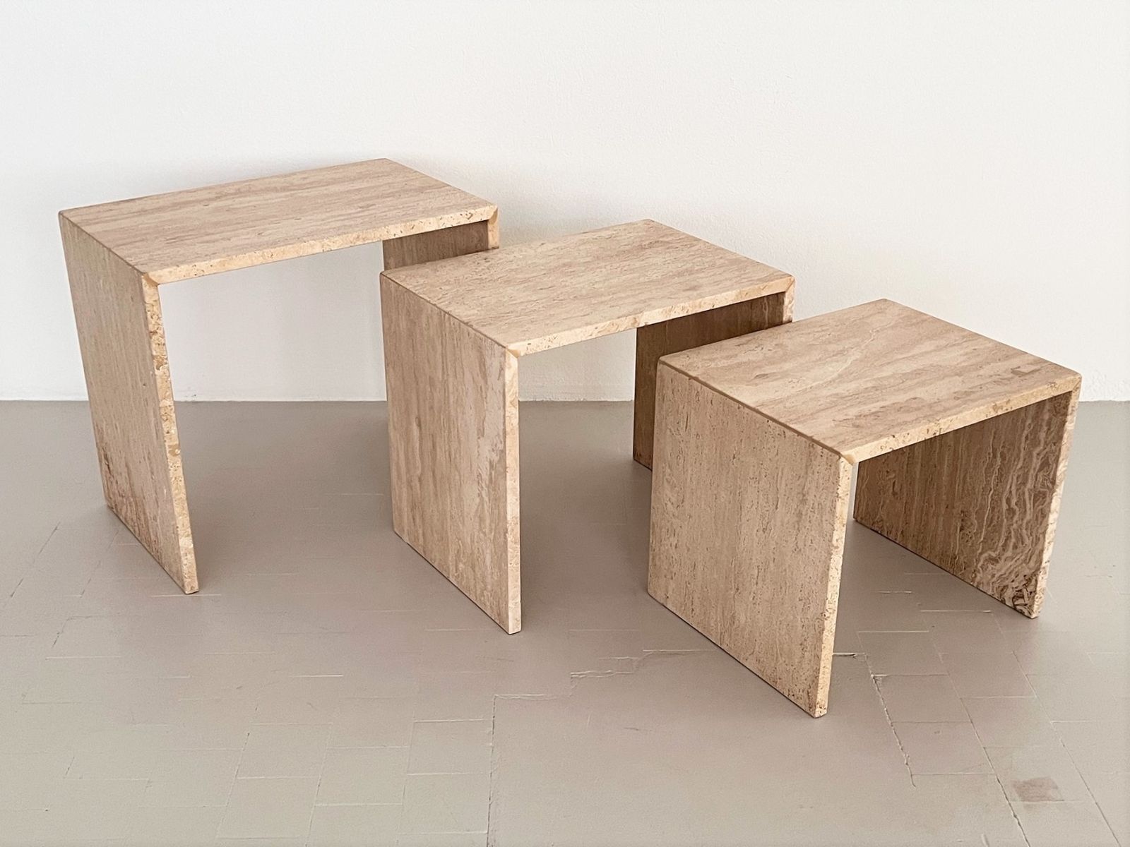 photo buy Italian Midcentury Travertine Nesting Coffee Tables From The 1970s, Set Of Three