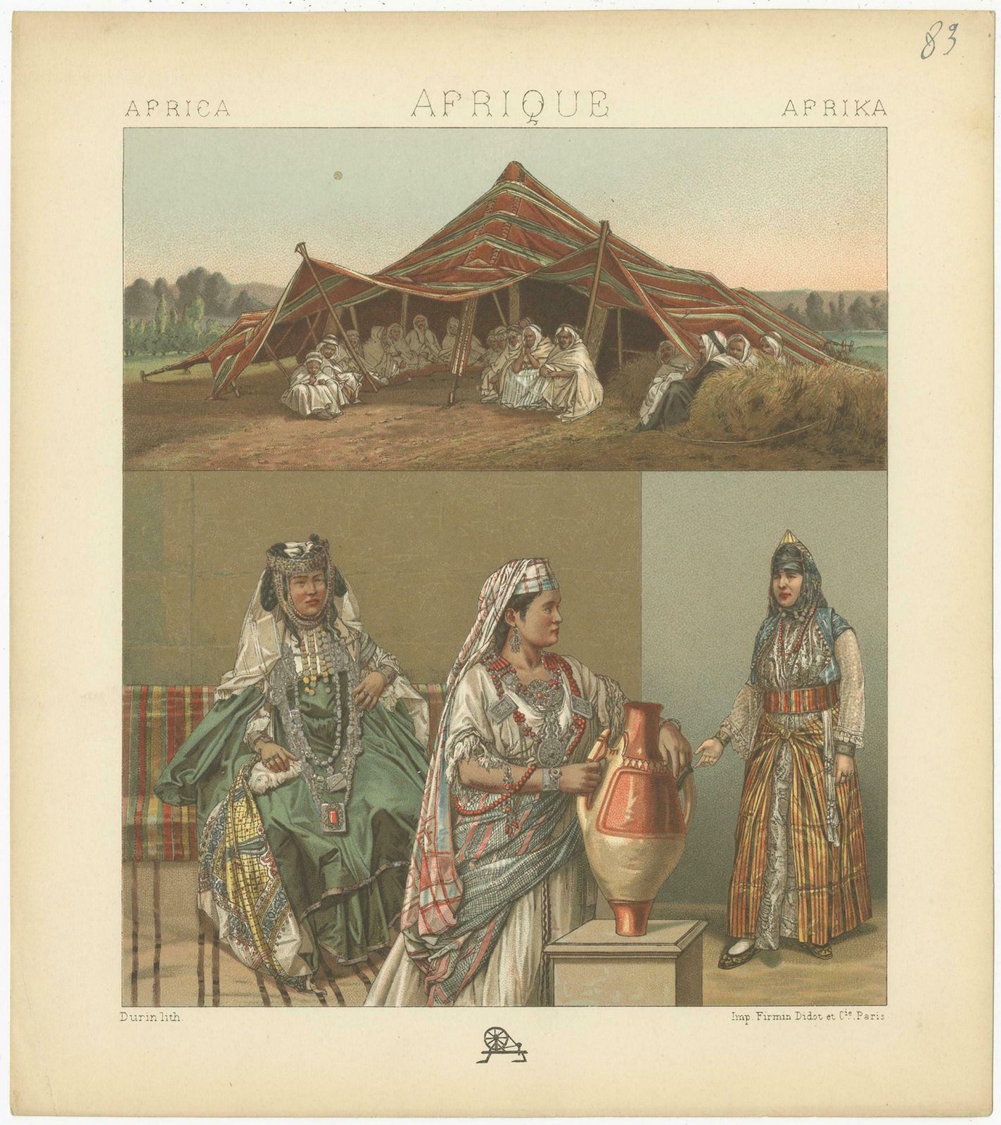 Antique Print Of African Encampments Racinet, 'Circa 1880' photo Art