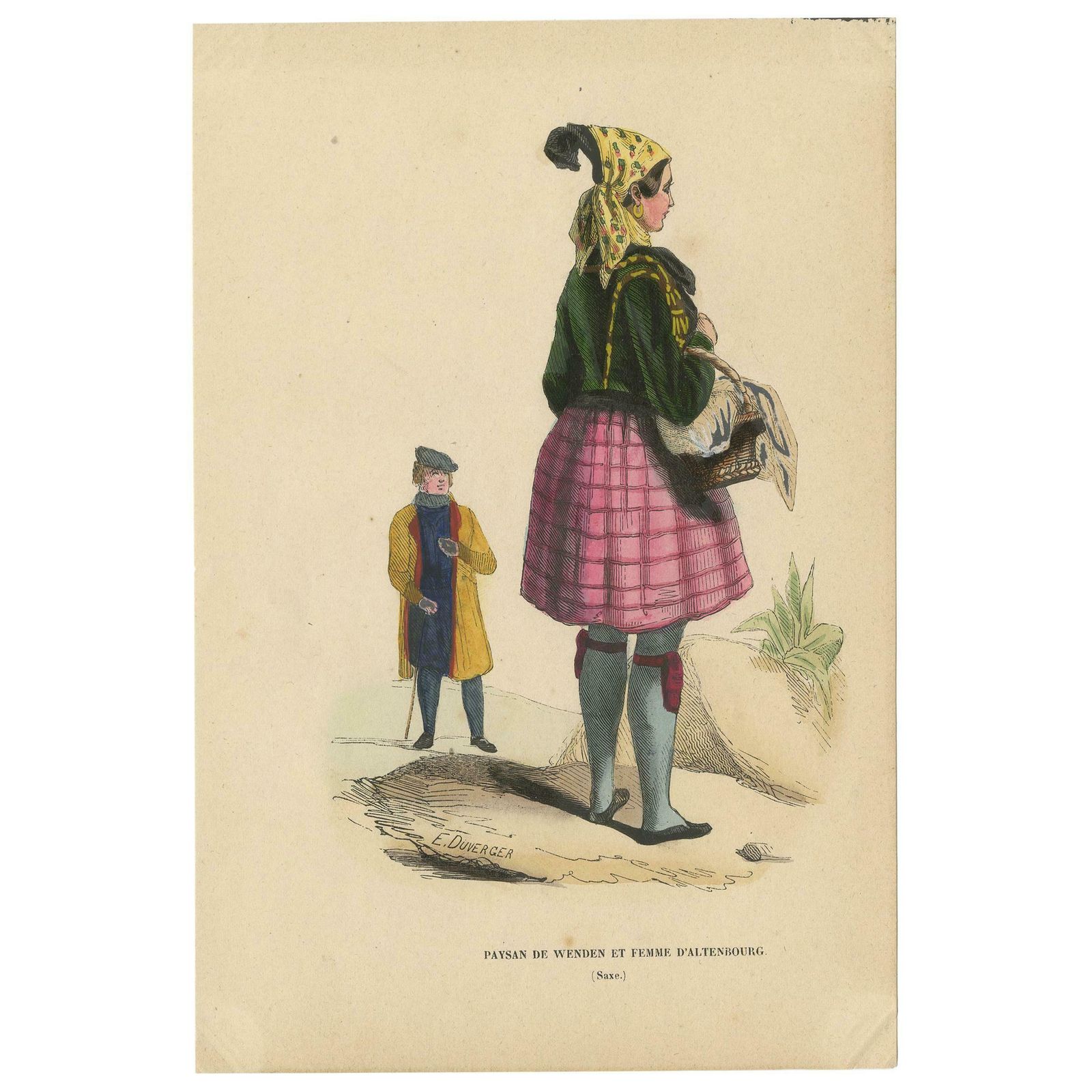 Antique Costume Print Of A Peasant Of Wenden And Lady Of Altenburg By Wahlen