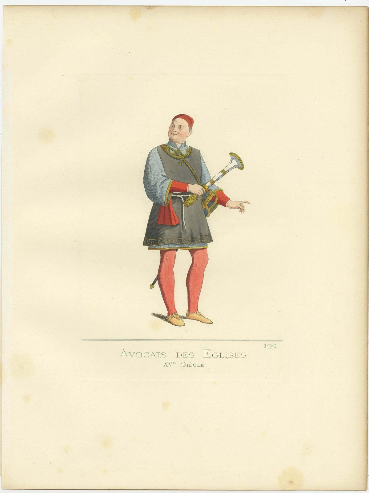 Antique Print Of A Church Lawyer, 15th Century, By Bonnard, 1860 photo Art