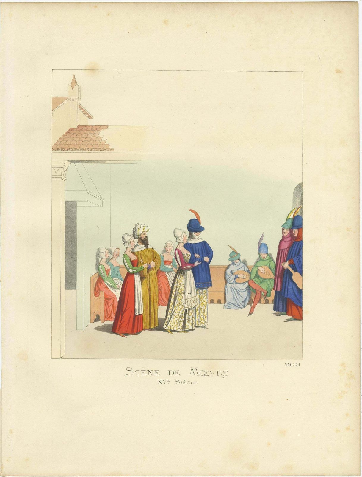 Antique Print Of A Group From Moers, Germany, 15th Century, By Bonnard, 1860 photo Art