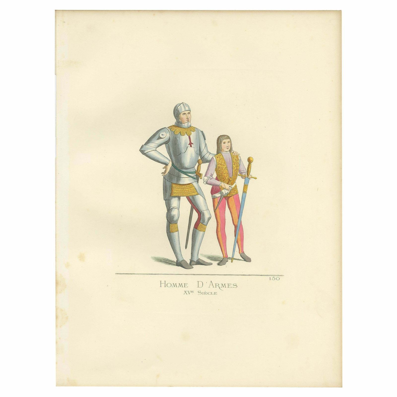 Antique Print Of Italian Soldiers, 15th Century, By Bonnard, 1860