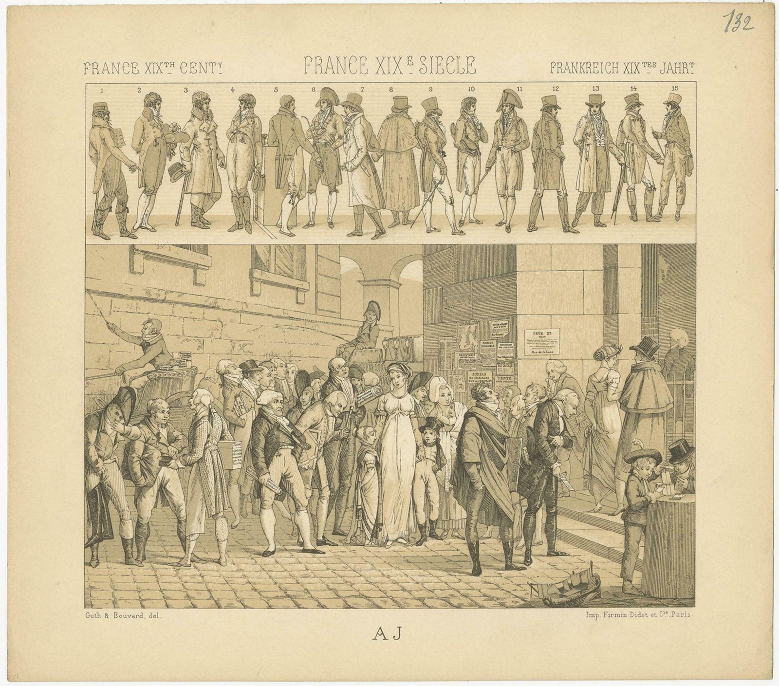 Pl. 132 Antique Print Of French 19th Century Outfits By Racinet, 'Circa 1880' photo furniture
