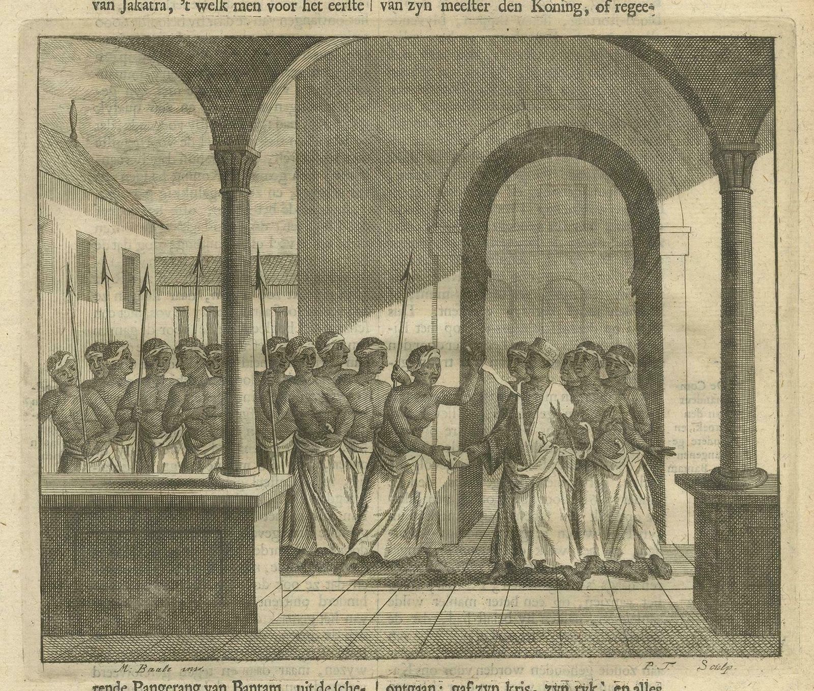 Antique Print Of The Attack On The King Of Jakarta By Valentijn, 1726 photo furniture