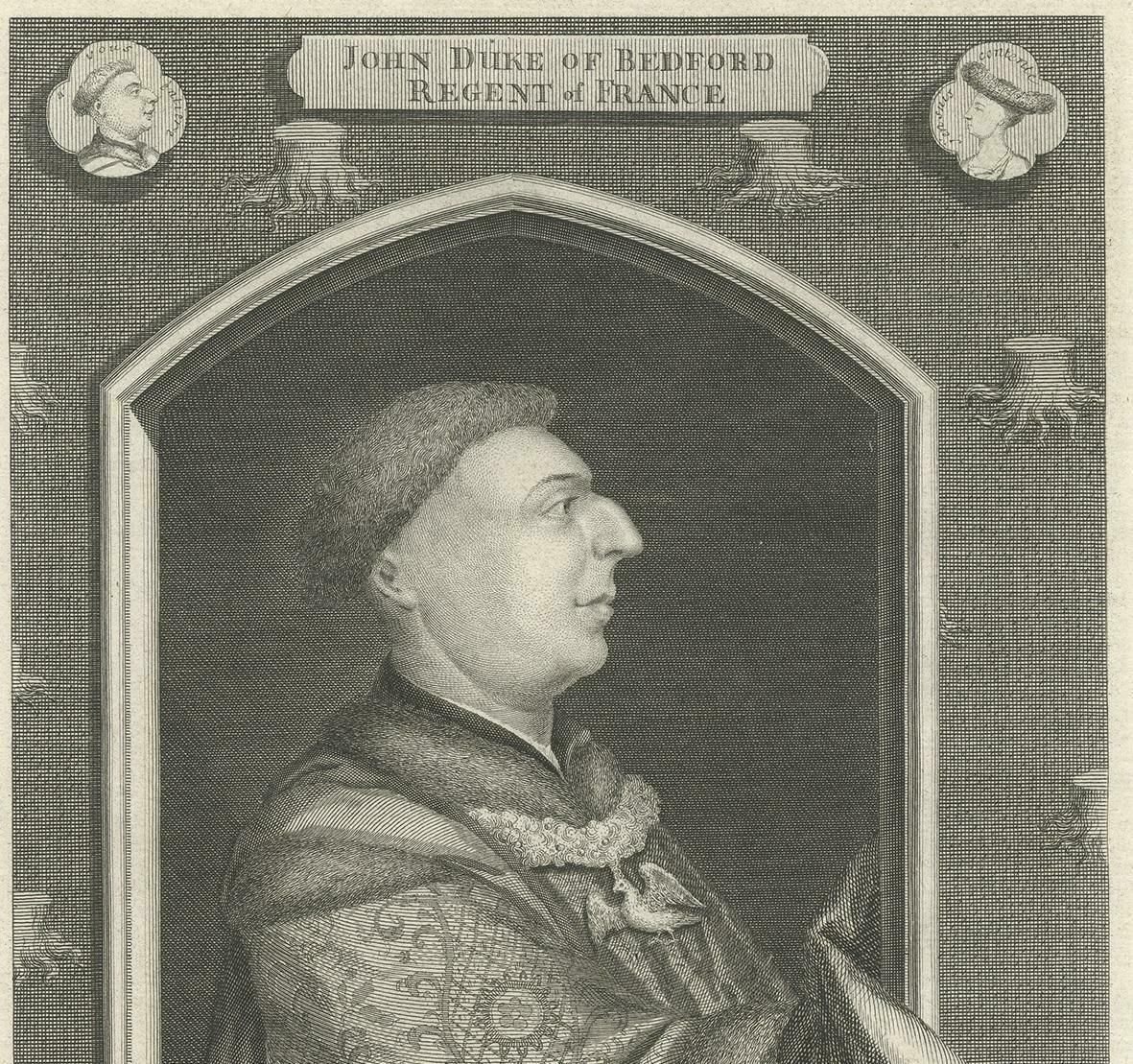Antique Portrait Of John Duke Of Bedford By Vertue, Circa 1750 photo for sale