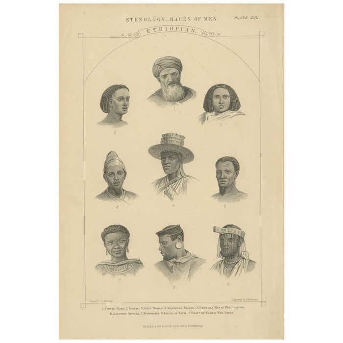 Antique Print Of People Of Ethiopia By Blackie And Son  Circa 1875