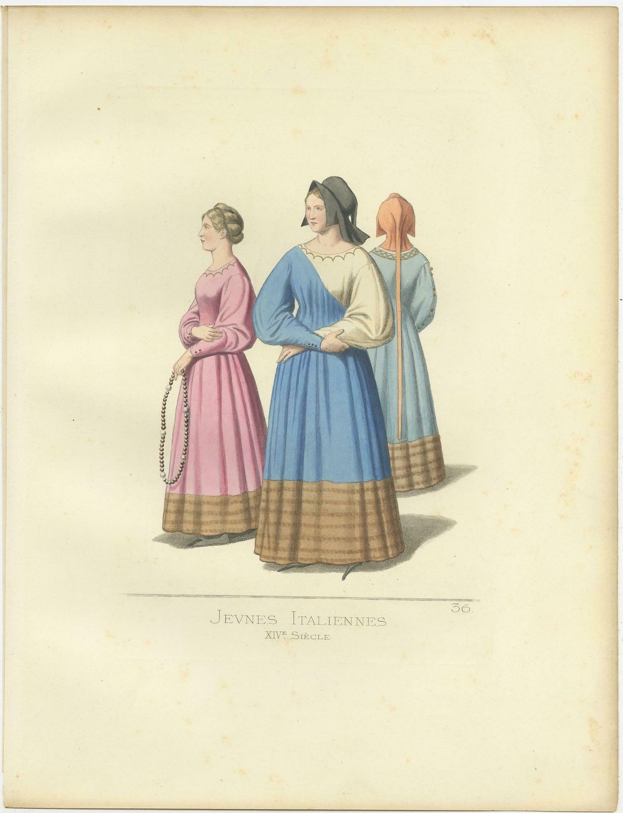 Antique Print Of Young Italian Women By Bonnard, '1860' photo Art
