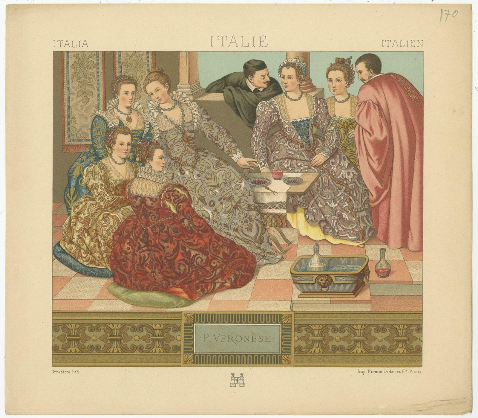 Pl. 170 Antique Print Of Italian P Veronese Costumes By Racinet, 'Circa 1880' photo furniture