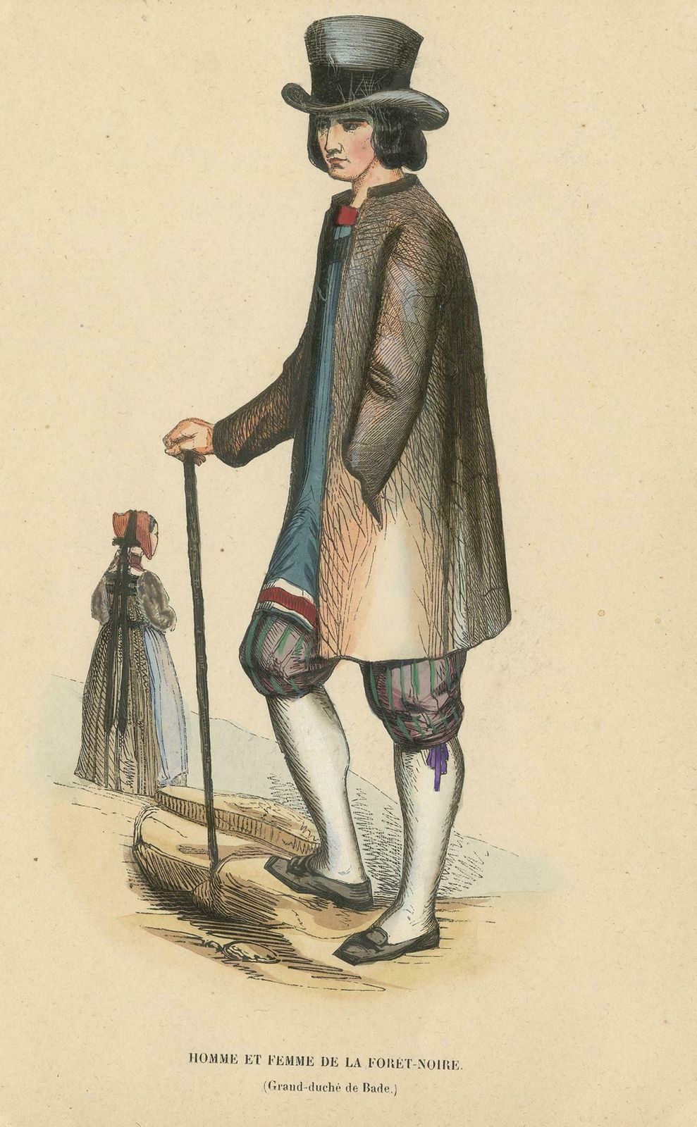 Antique Costume Print Of Figures From The Black Forest By Wahlen, 1843 photo Art