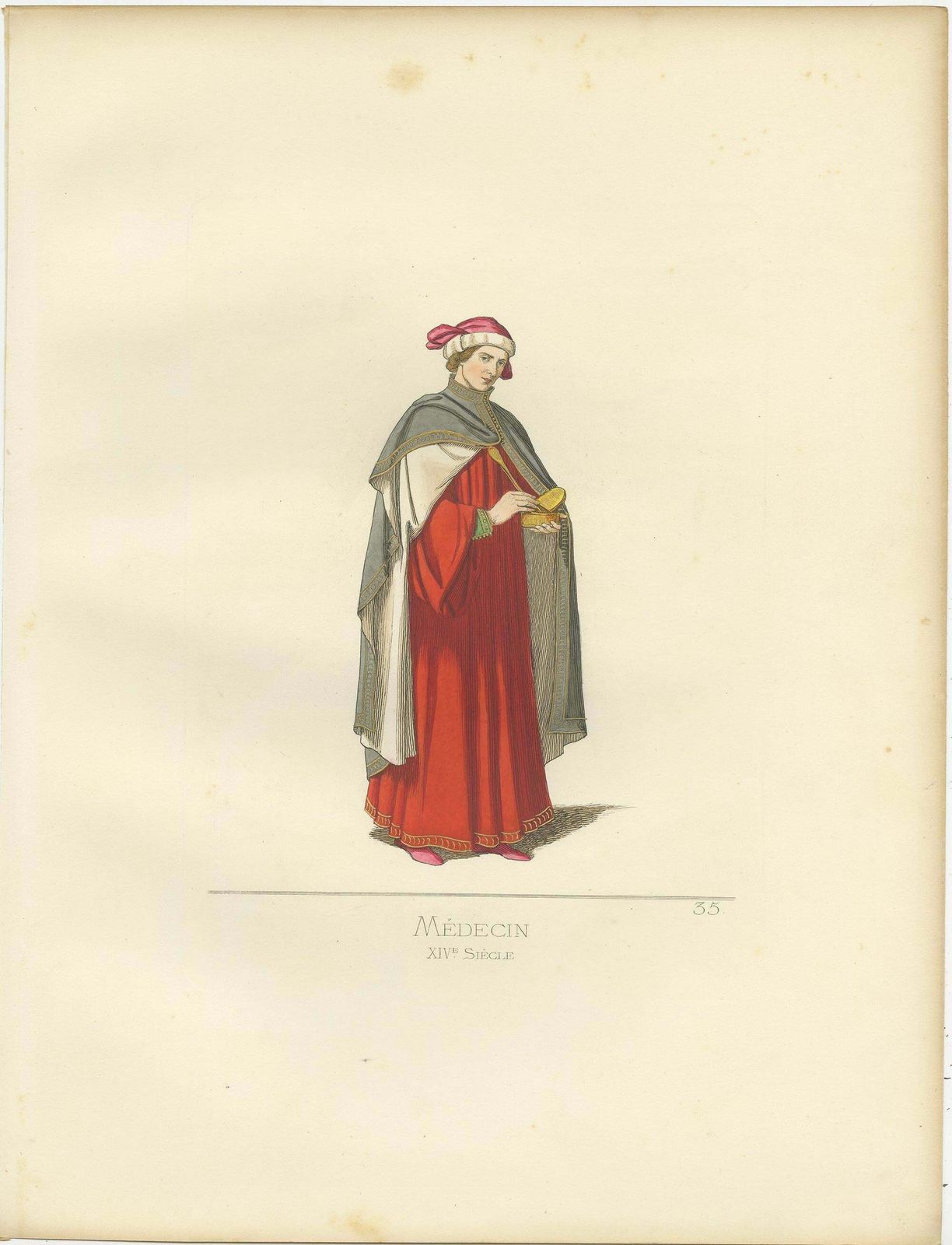 Antique Print Of A Physician By Bonnard, '1860' photo furniture