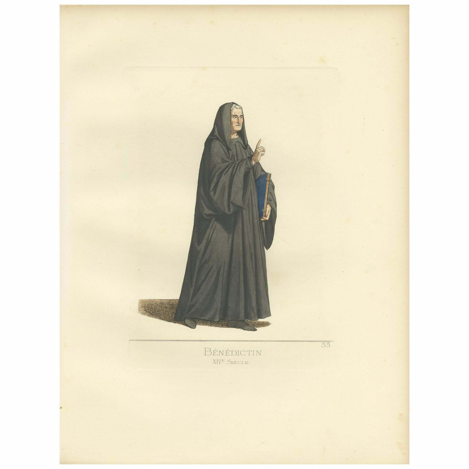 Antique Print Of A Benedictine Monk By Bonnard, '1860'